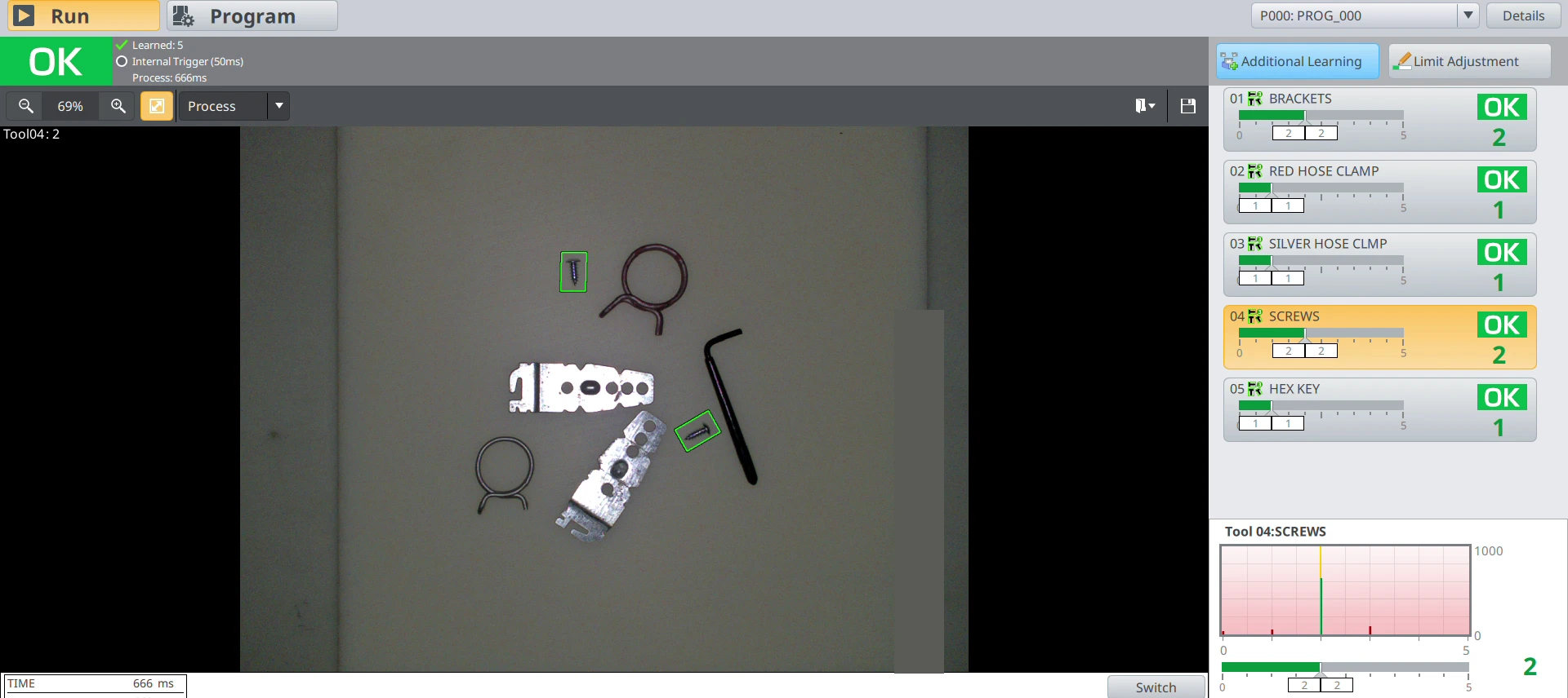 Complete-kit test displaying an OK result and component counts