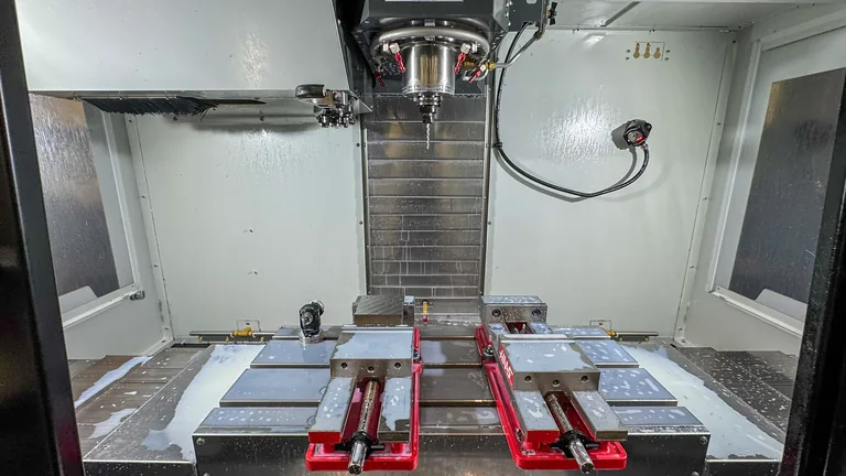 CNC milling setup with production workholding for repeatable parts.
