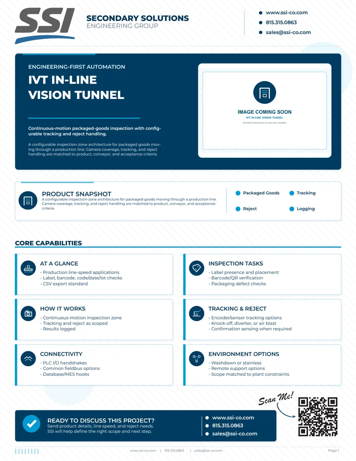 Preview of the IVT In‑Line Vision Tunnel flyer