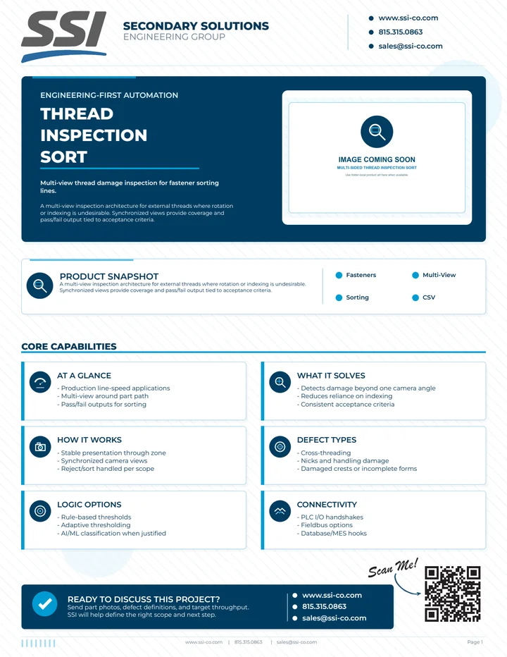 Preview of the Multi-Sided Thread Inspection Sort System flyer
