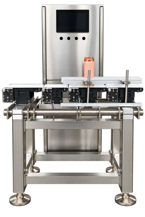 SSI checkweigher with conveyor and stainless steel control cabinet
