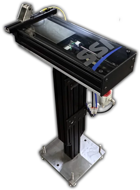 SSI standard knockoff reject station configured for inline handling.